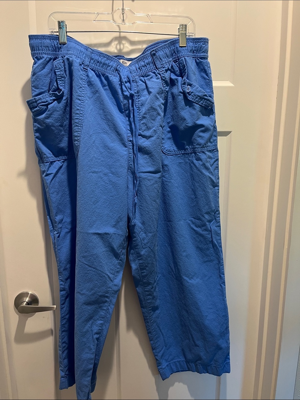 Kim Rogers Blue Cropped Utility Pants